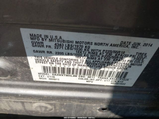 2014 MITSUBISHI OUTLANDER SPORT 4A4AP3AU5EE031508 Photo 8