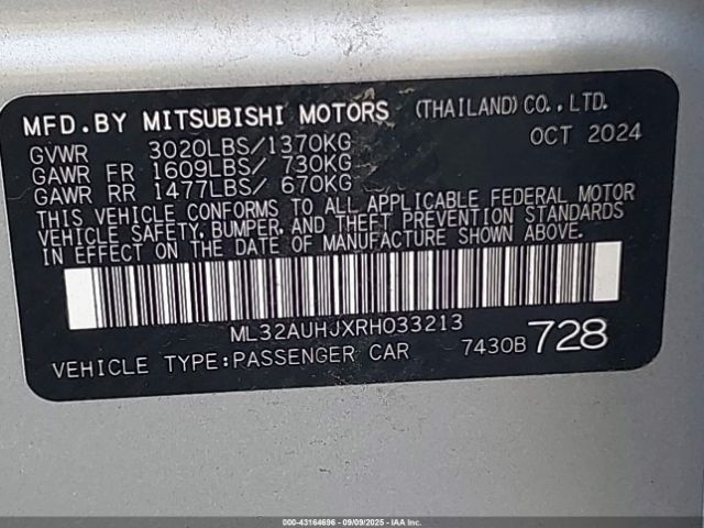 2024 MITSUBISHI MIRAGE ML32AUHJXRH033213 Photo 8