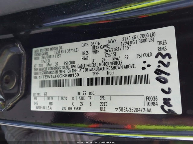 Ford F-150 2016 1FTEW1EF0GKE98139 Image 9