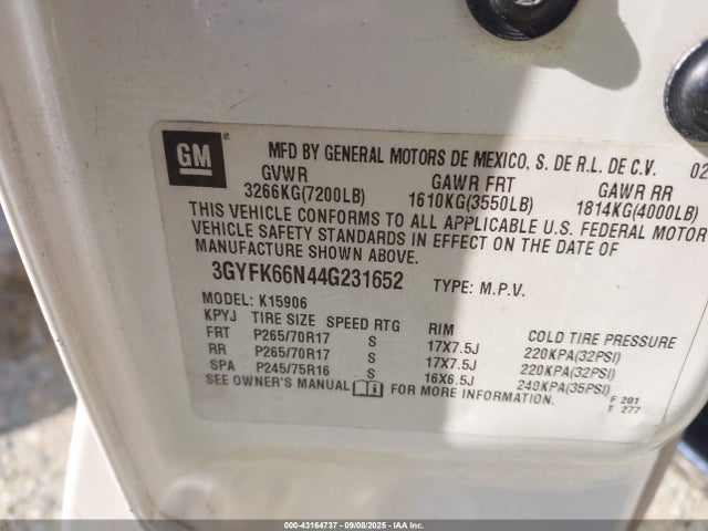 2004 CADILLAC ESCALADE ESV 3GYFK66N44G231652 Photo 8