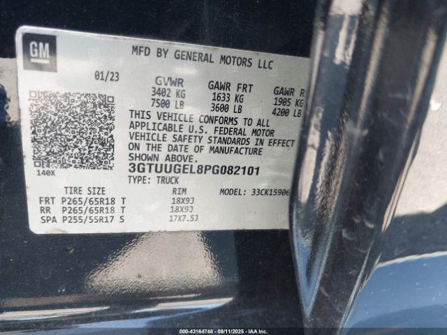 2023 GMC SIERRA 1500 3GTUUGEL8PG152101 Photo 8