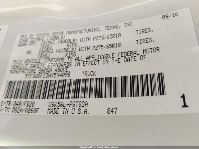 5TFDW5F13HX594096 Toyota 3ur-fbe