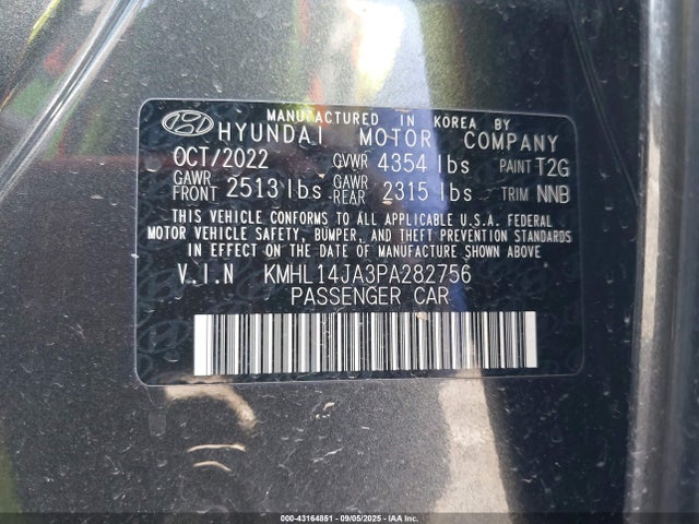 KMHL14JA3PA282756 Hyundai SONATA SEL