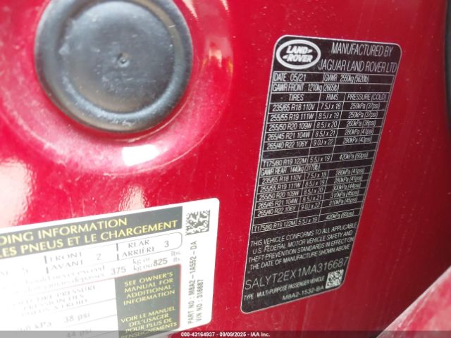 2021 LAND ROVER RANGE ROVER VELAR SALYT2EX1MA316687 Photo 8