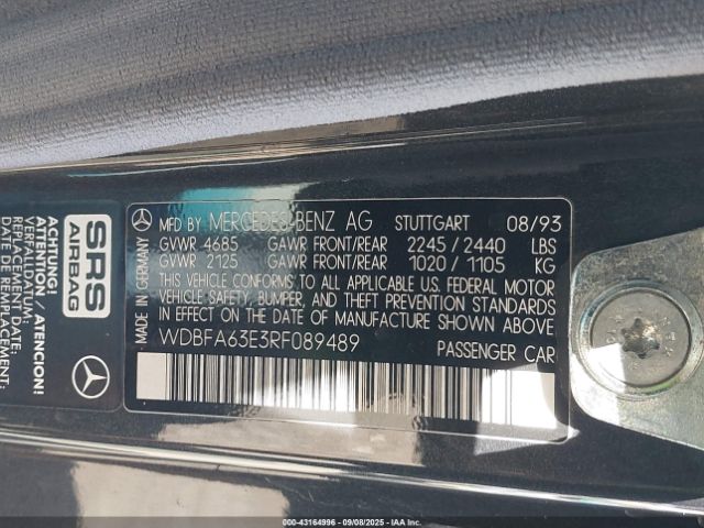 1994 MERCEDES-BENZ SL WDBFA63E3RF089489 Photo 8