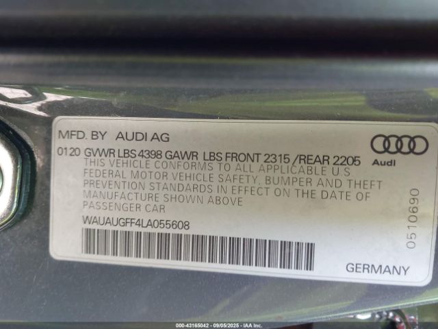 2020 AUDI A3 WAUAUGFF4LA055608 Photo 8