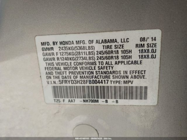 2015 ACURA MDX 5FRYD3H28FB004417 Photo 8