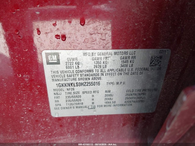 1GKKNXLS0HZ255016 GMC lgx - di: direct injection, vvt: variable valve timing, alum, gen 2