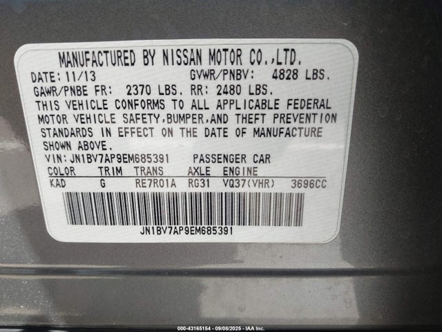 JN1BV7AP9EM685391 Infiniti Q50
