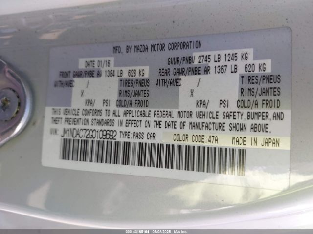 2016 MAZDA MX-5 MIATA JM1NDAC72G0109692 Photo 8