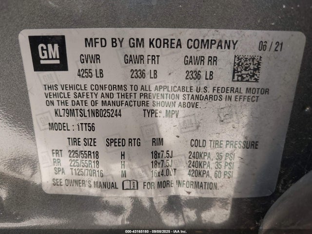 KL79MTSL1NB025244 Chevrolet l3t - l3, sidi, vvt, alum