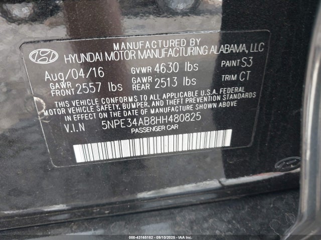 5NPE34AB8HH480825 Hyundai Sonata