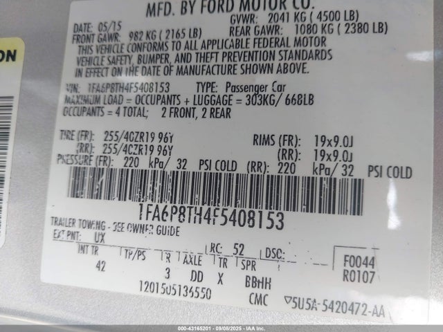 2015 FORD MUSTANG 1FA6P8TH4F5408153 Photo 8