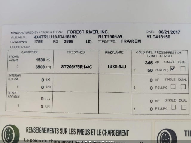 Forest River 2018 2018 4X4TRLU19JD418150 Image 9