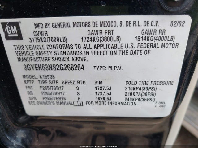 2002 CADILLAC ESCALADE EXT 3GYEK63N82G268264 Photo 8