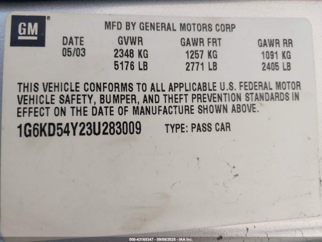 2003 CADILLAC DEVILLE 1G6KD54Y23U283009 Photo 8