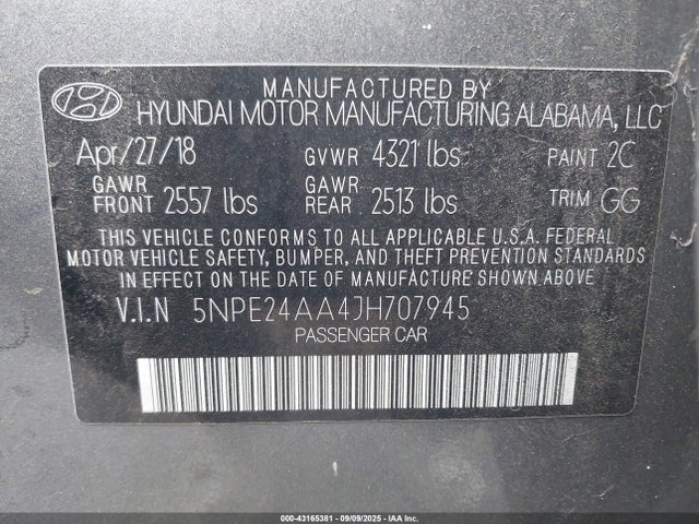 5NPE24AA4JH707945 Hyundai t-gdi gamma