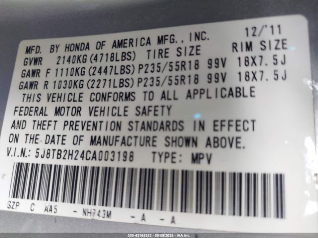 2012 ACURA RDX 5J8TB2H24CA003198 Photo 8