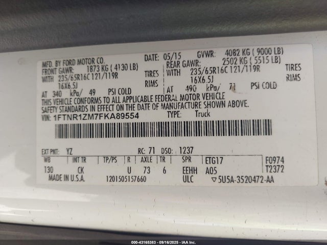 Ford Transit 2015 1FTNR1ZM7FKA89554 Image 9
