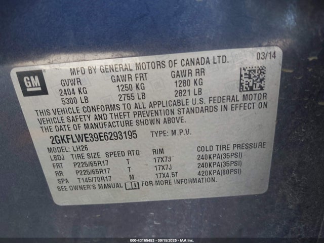 GMC lfx - vvt, e85 max, aluminum 2014 2GKFLWE39E6293195 Image 9