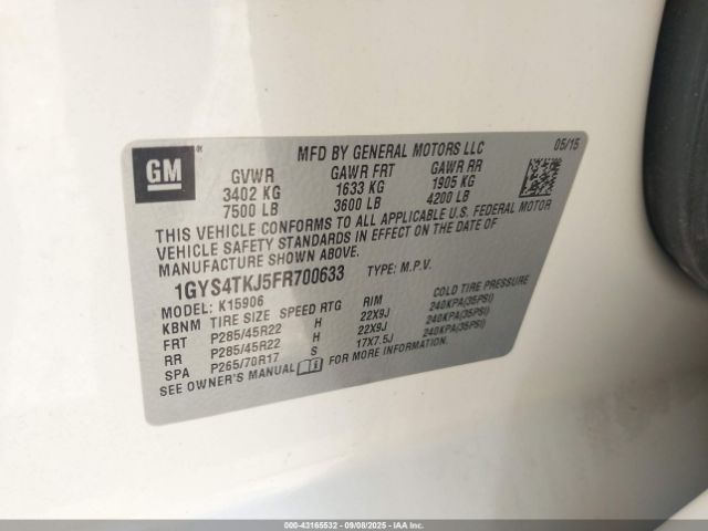 2015 CADILLAC ESCALADE ESV 1GYS4TKJ5FR700633 Photo 8