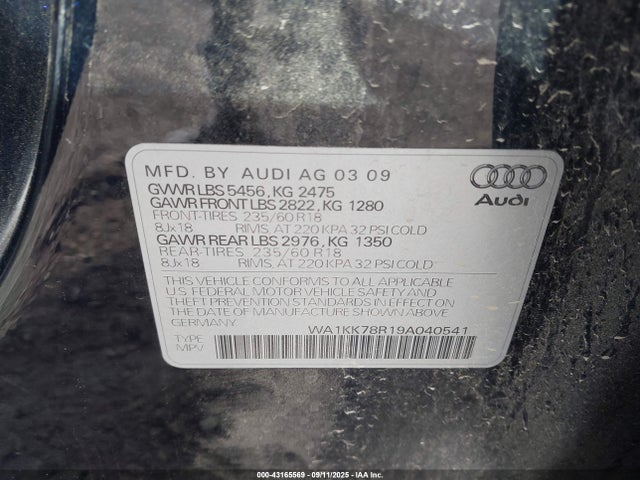 2009 AUDI Q5 WA1KK78R19A040541 Photo 8