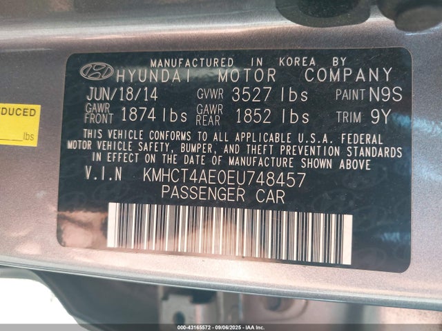 Hyundai dohc gdi gamma 2014 KMHCT4AE0EU748457 Image 9