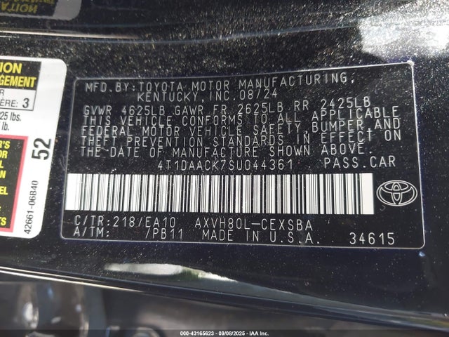 4T1DAACK7SU044361 Toyota a25a-fxs