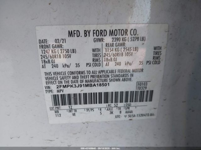 2021 FORD EDGE 2FMPK3J91MBA18501 Photo 8