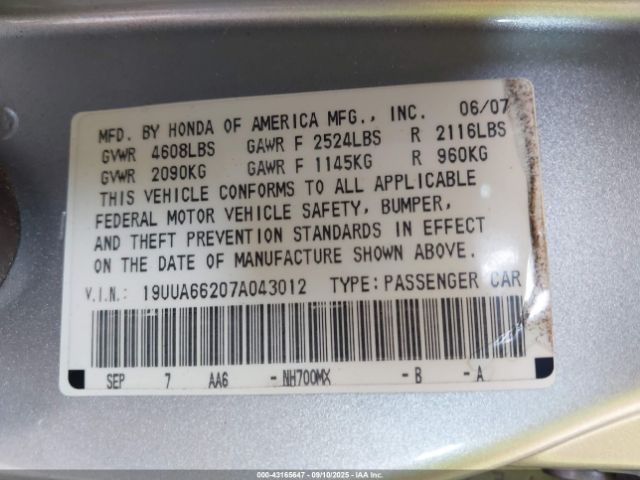 2007 ACURA TL 19UUA66207A043012 Photo 8