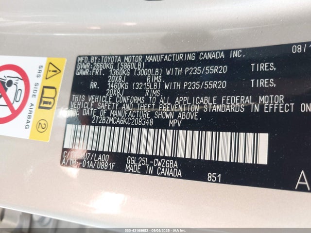 Lexus 2gr-fks 2019 2T2BZMCA6KC208348 Image 9