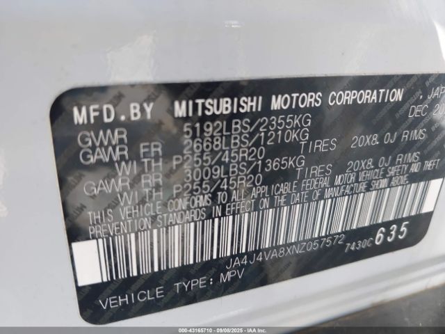 2022 MITSUBISHI OUTLANDER JA4J4VA8XNZ057572 Photo 8