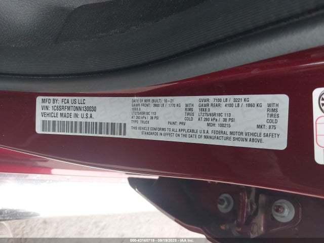 1C6SRFMT0NN130030 RAM 2022