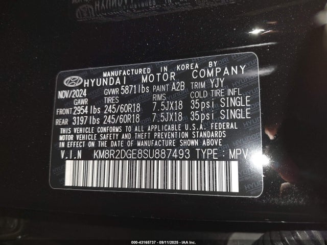KM8R2DGE8SU887493 Hyundai gdi lambda ii