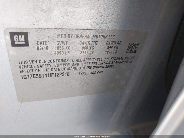 1G1ZE5ST1HF122218 Chevrolet lfv - di: direct injection, vvt: variable valve timing, gen 1