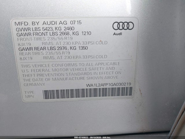 2016 AUDI Q5 WA1L2AFP1GA030219 Photo 8
