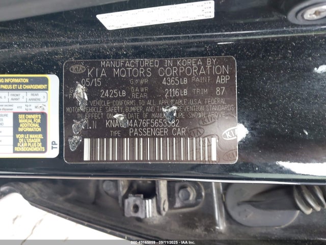 Продажа на аукционе авто 2015 Kia Optima Lx, vin: KNAGM4A76F5653382, номер лота: 43165859
