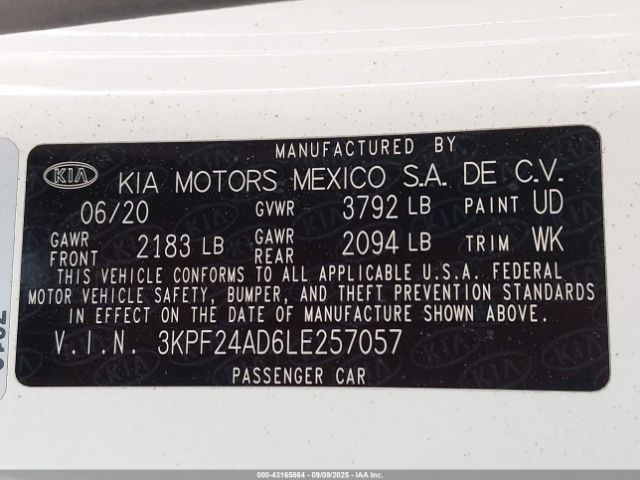2020 KIA FORTE 3KPF24AD6LE257057 Photo 8