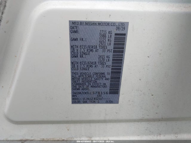 Nissan 2020 2020 5N1DR2CM3LC578156 Image 9