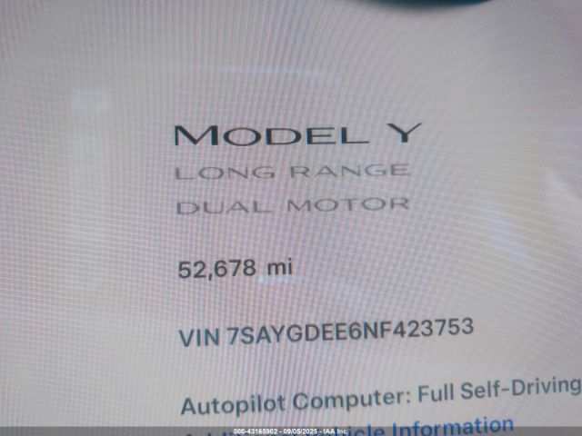 2022 TESLA MODEL Y 7SAYGDEE6NF423753 Photo 6