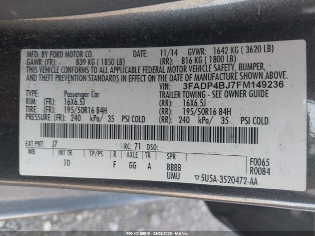 Ford Fiesta 2015 3FADP4BJ7FM149236 Image 9