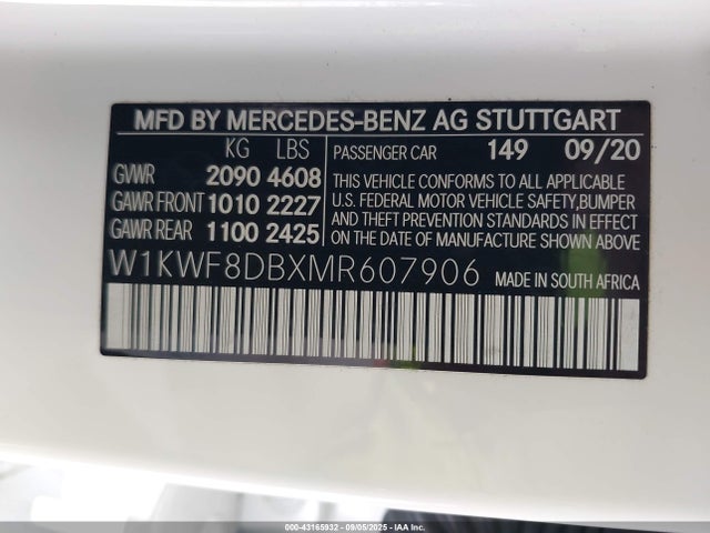 Mercedes-Benz m264 2021 W1KWF8DBXMR607906 Image 9