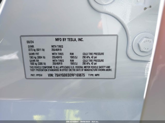 2024 TESLA MODEL Y 7SAYGDED2RF169875 Photo 8