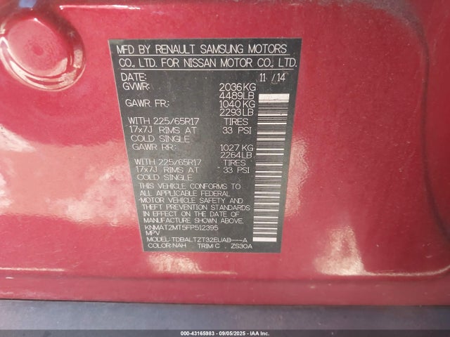 Nissan 2015 2015 KNMAT2MT5FP512395 Image 9