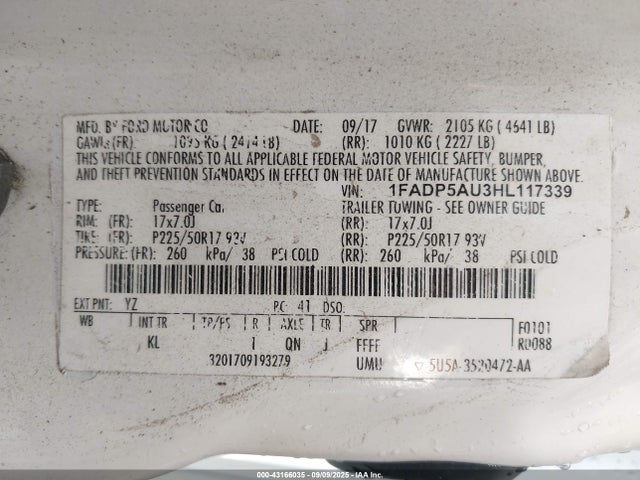 Ford 2.0l atk ivct hev 2017 1FADP5AU3HL117339 Image 9