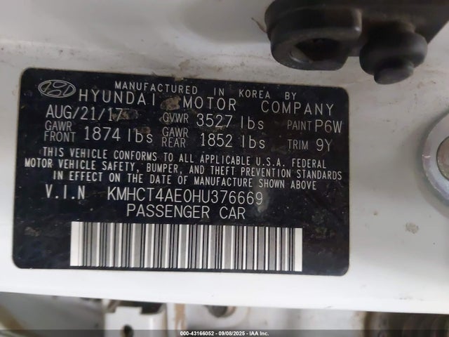 KMHCT4AE0HU376669 Hyundai 2017