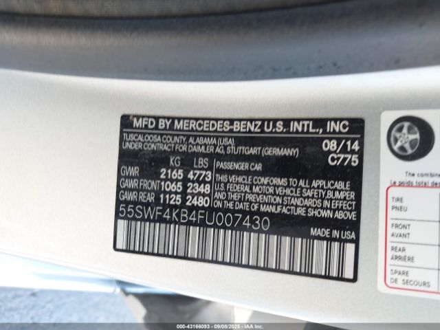 2015 MERCEDES-BENZ C 300 55SWF4KB4FU007430 Photo 8