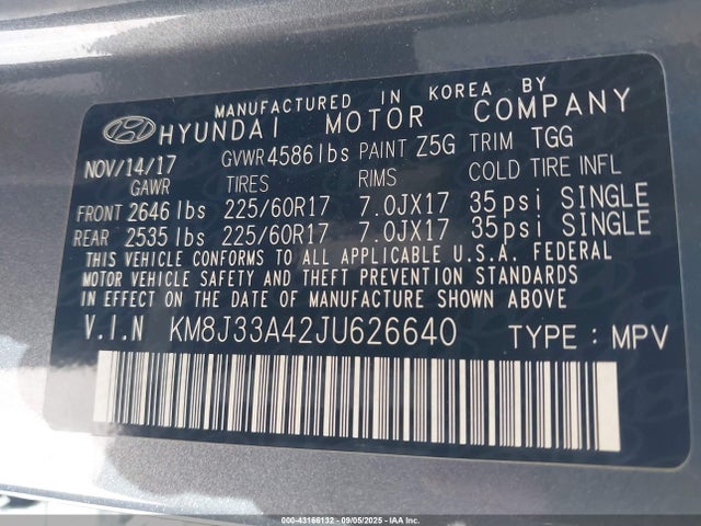 KM8J33A42JU626640 Hyundai gdi nu