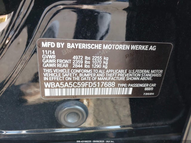 BMW 528I 2015 WBA5A5C59FD517688 Image 9