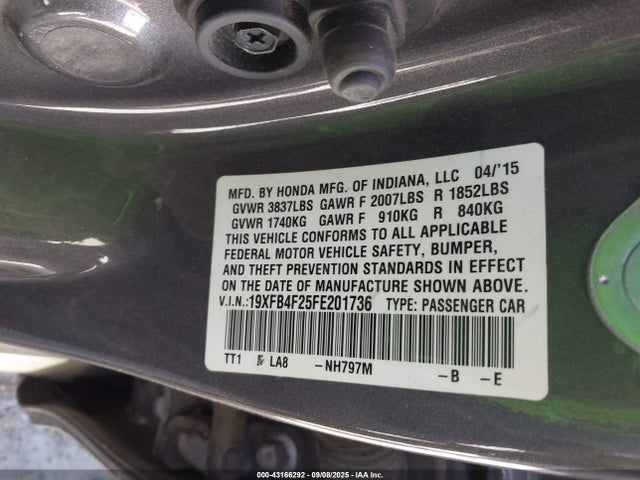 Honda lea2 2015 19XFB4F25FE201736 Image 9